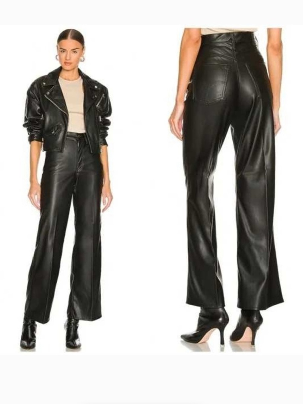 Levi’s high rise leather flare plant
